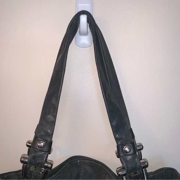 B. Makowsky Dark Gray Leather Shoulder Bag - Picture 4 of 14